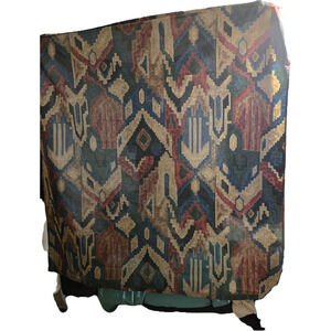 ​Southwestern Ikat Geometric Curtain Panel Blue Red Tan 70 Inch Long Boho